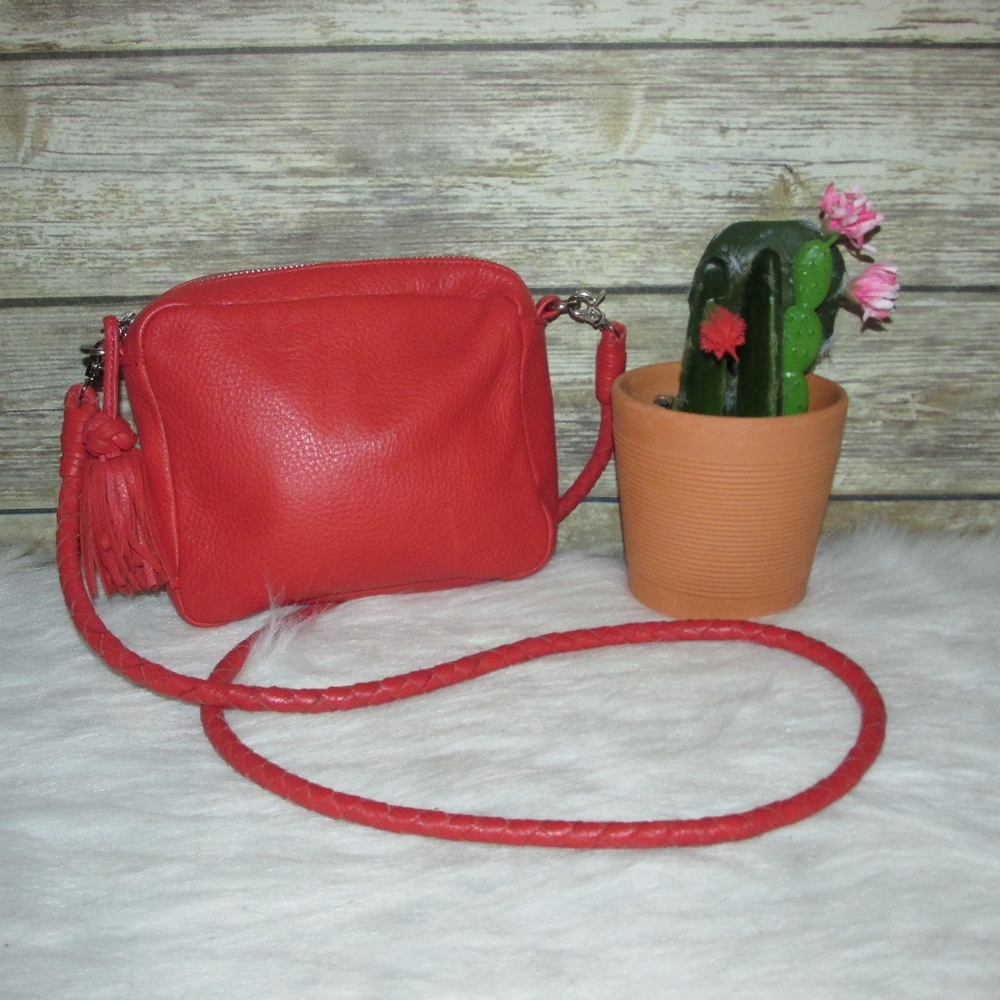 Clarks Lucca Orange Pebbled Leather Crossbody Bag